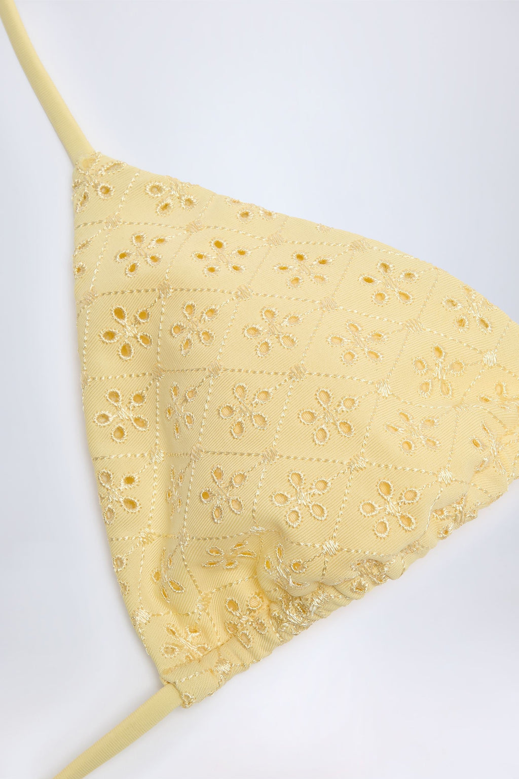 Broderie Anglaise Triangle Bikini Top in Lemon Yellow