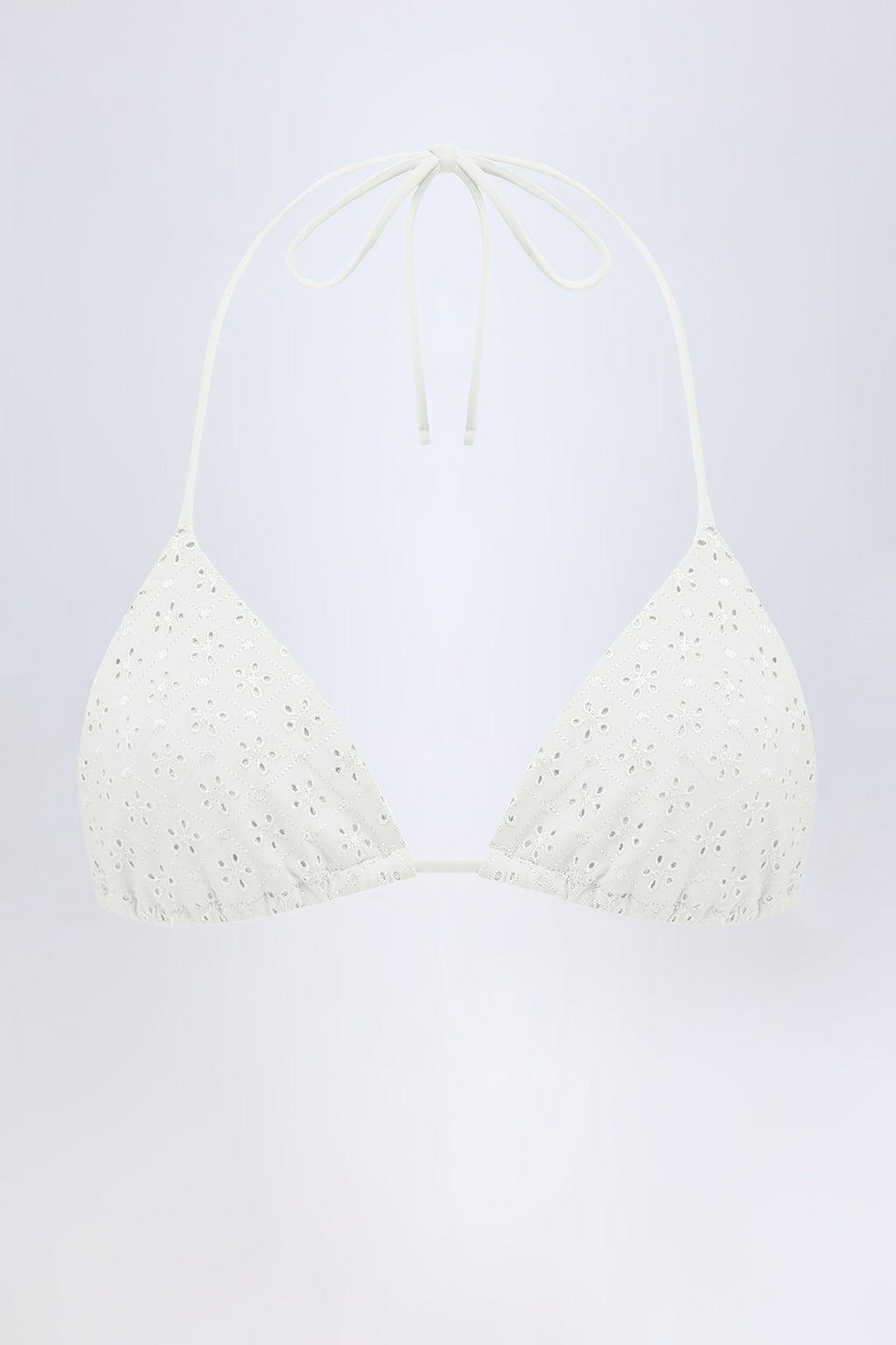 Broderie Anglaise Triangle Bikini Top in White