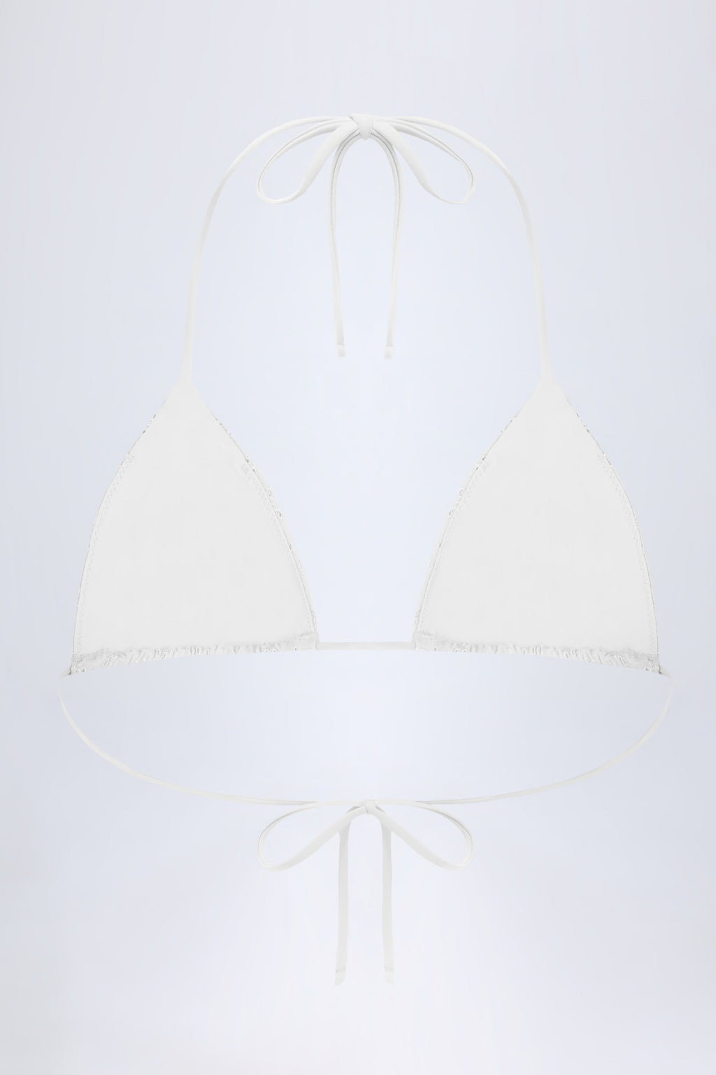 Broderie Anglaise Triangle Bikini Top in White