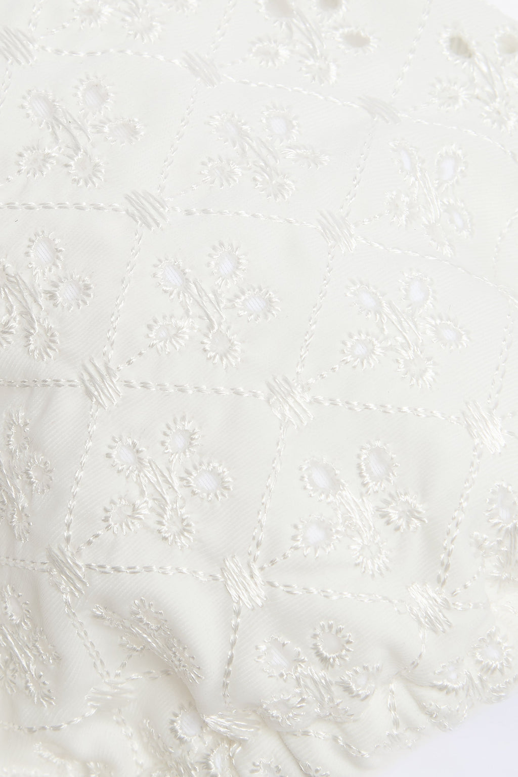 Broderie Anglaise Triangle Bikini Top in White