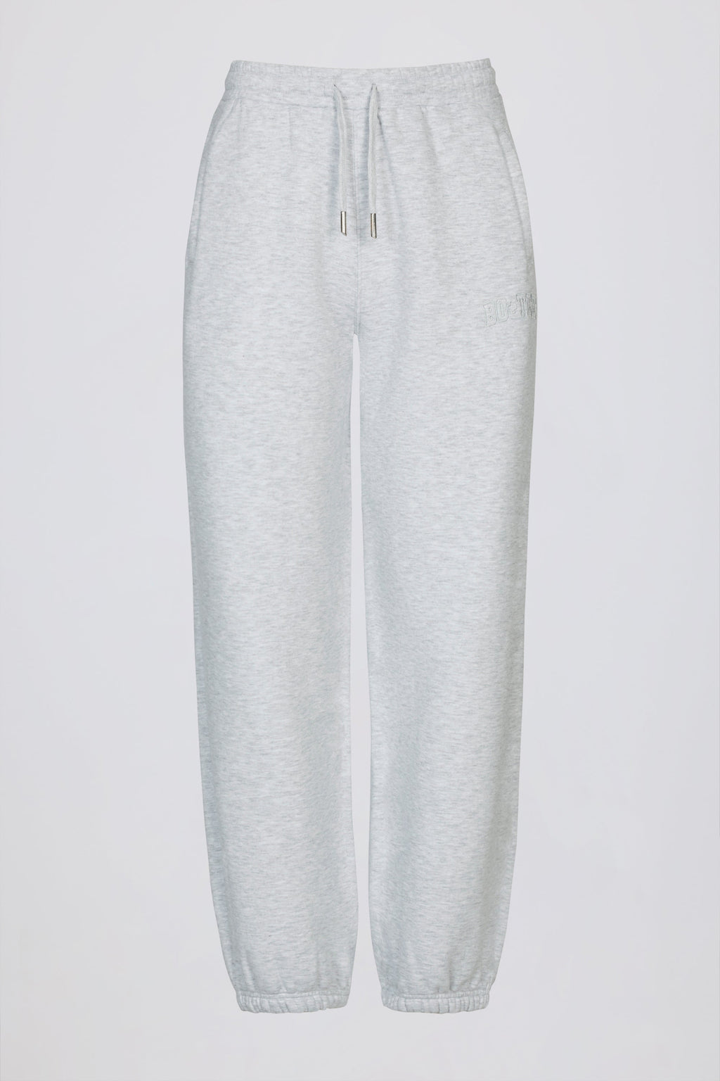Brushed Cotton Jersey Mid-Rise Relaxed Joggers in Grey Marl