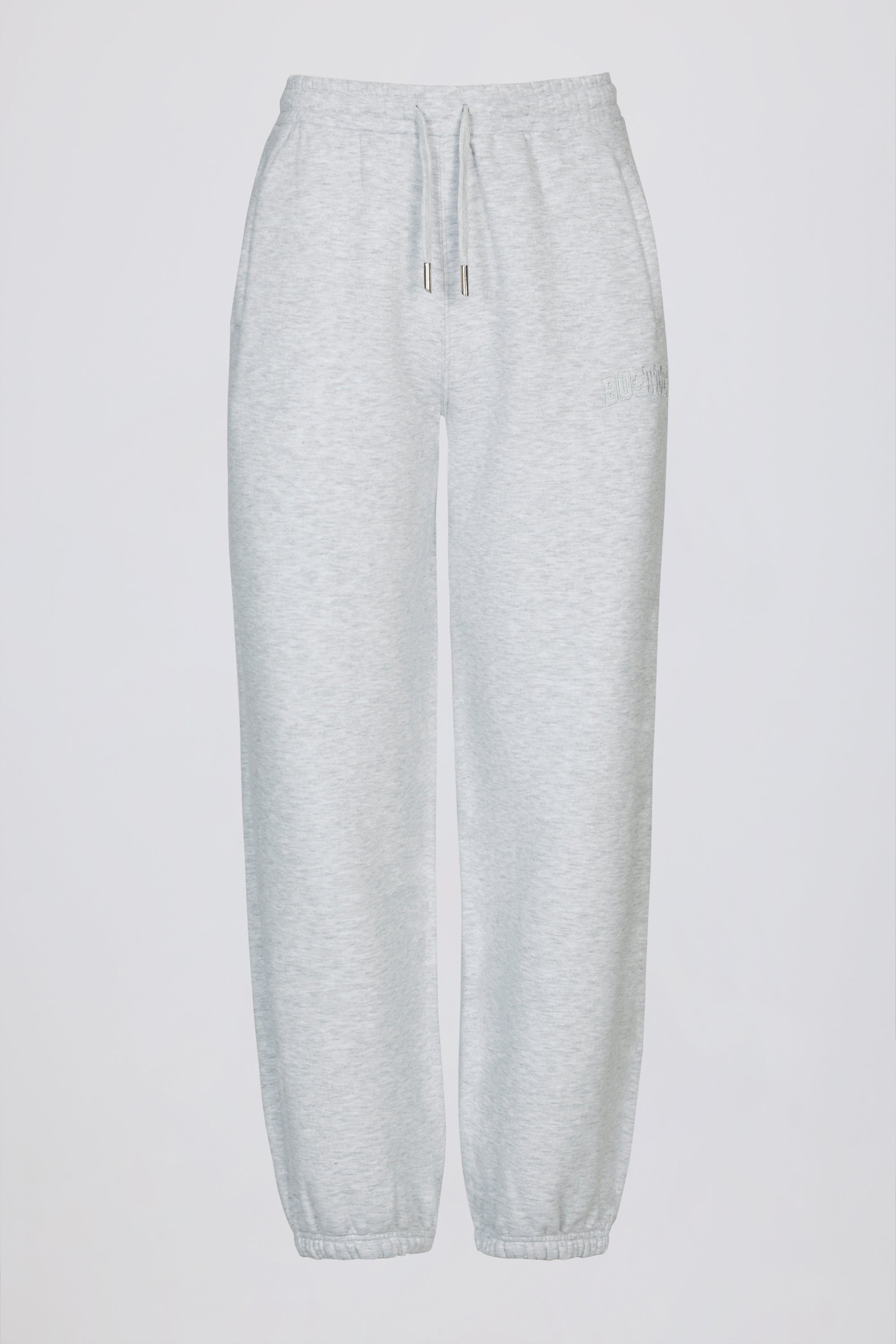 Brushed Cotton Jersey Mid-Rise Relaxed Joggers in Grey Marl