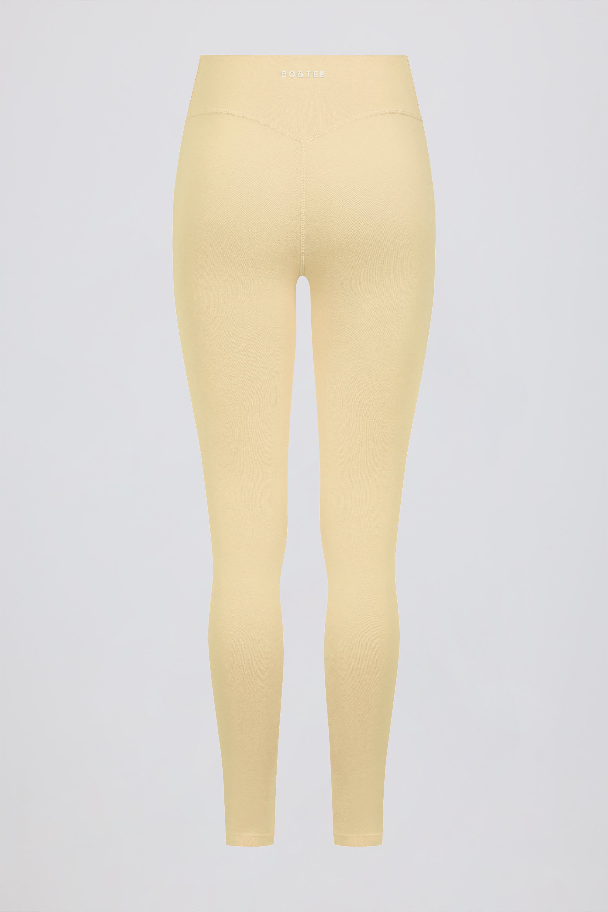 Brushed Jersey Ruched Mid-Rise Leggings in Lemon Marl