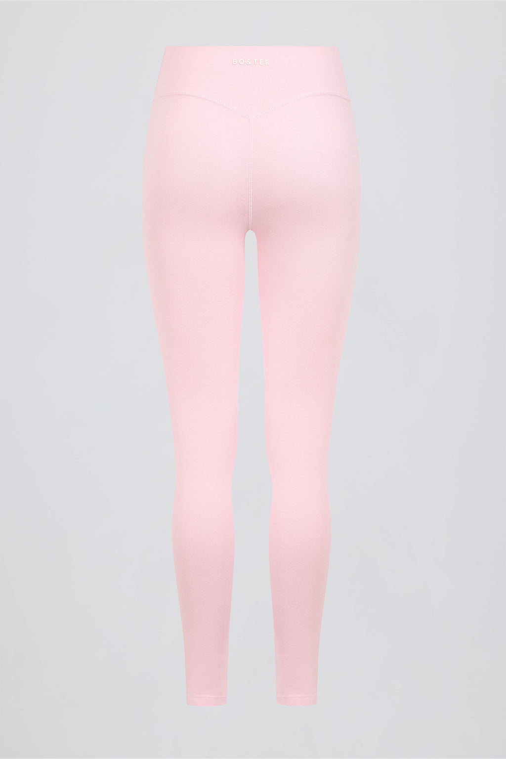 Brushed Jersey Ruched Mid-Rise Leggings in Pale Pink Marl