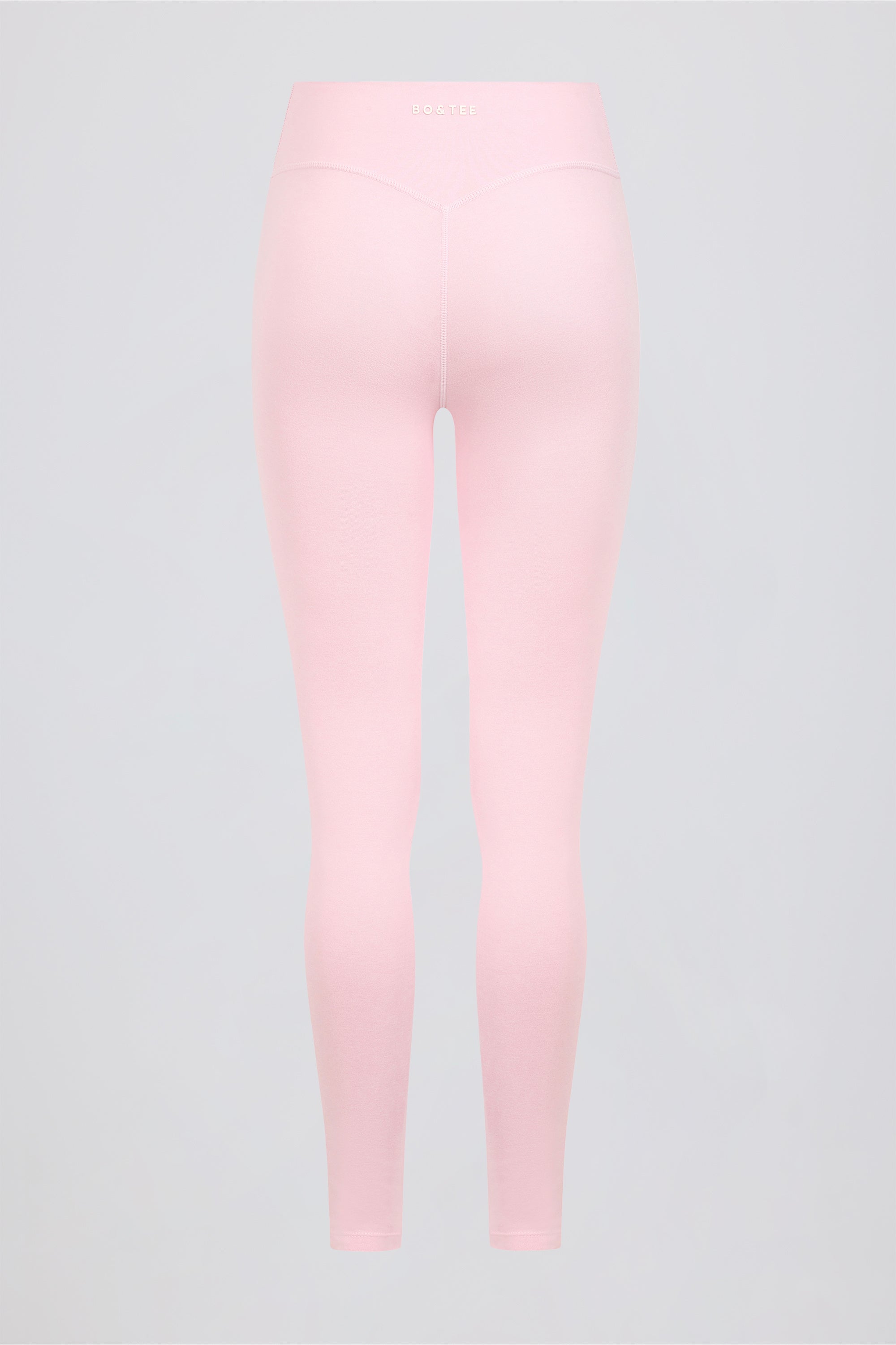 Brushed Jersey Ruched Mid-Rise Leggings in Pale Pink Marl