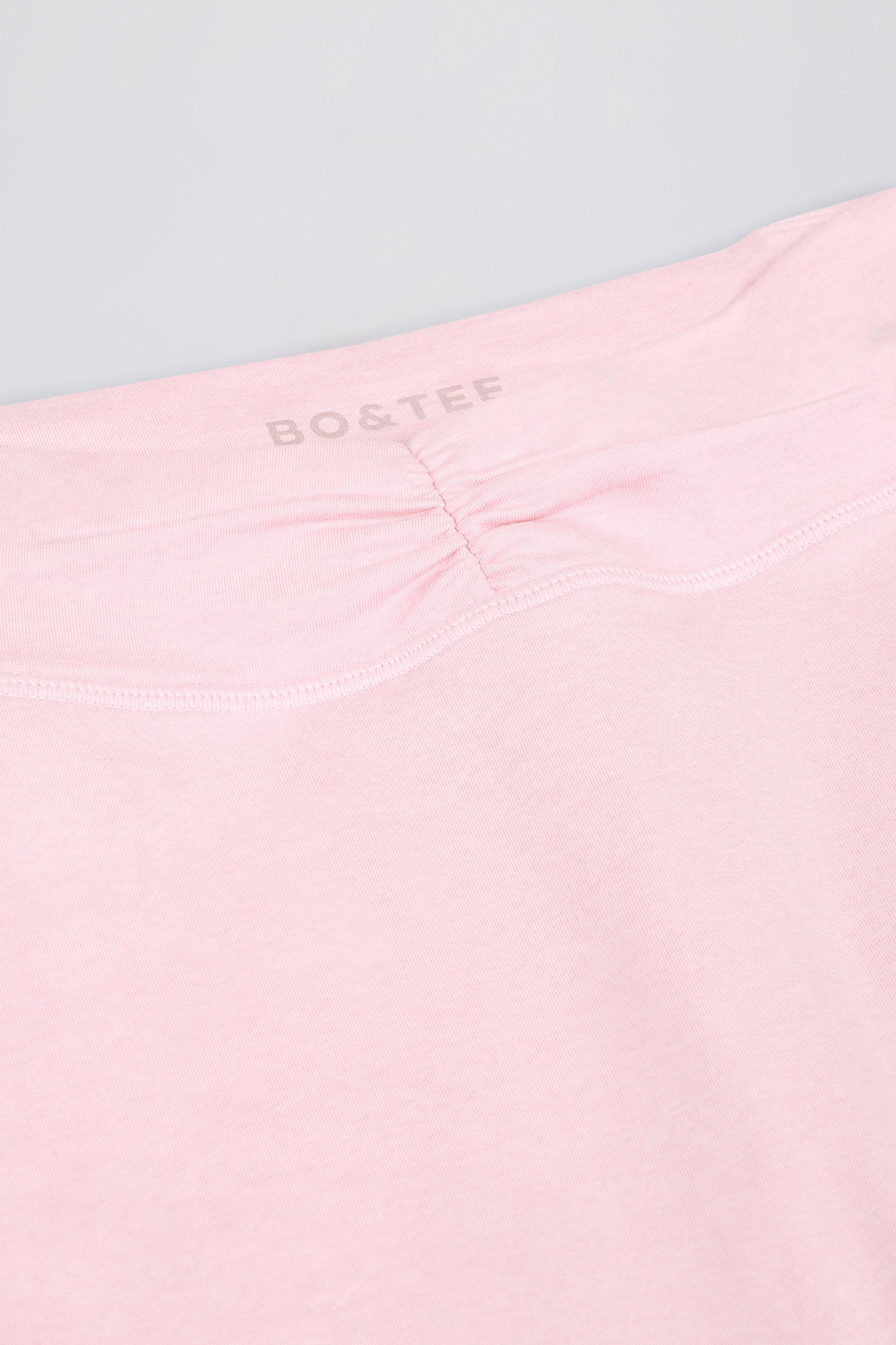 Brushed Jersey Ruched Mid-Rise Leggings in Pale Pink Marl