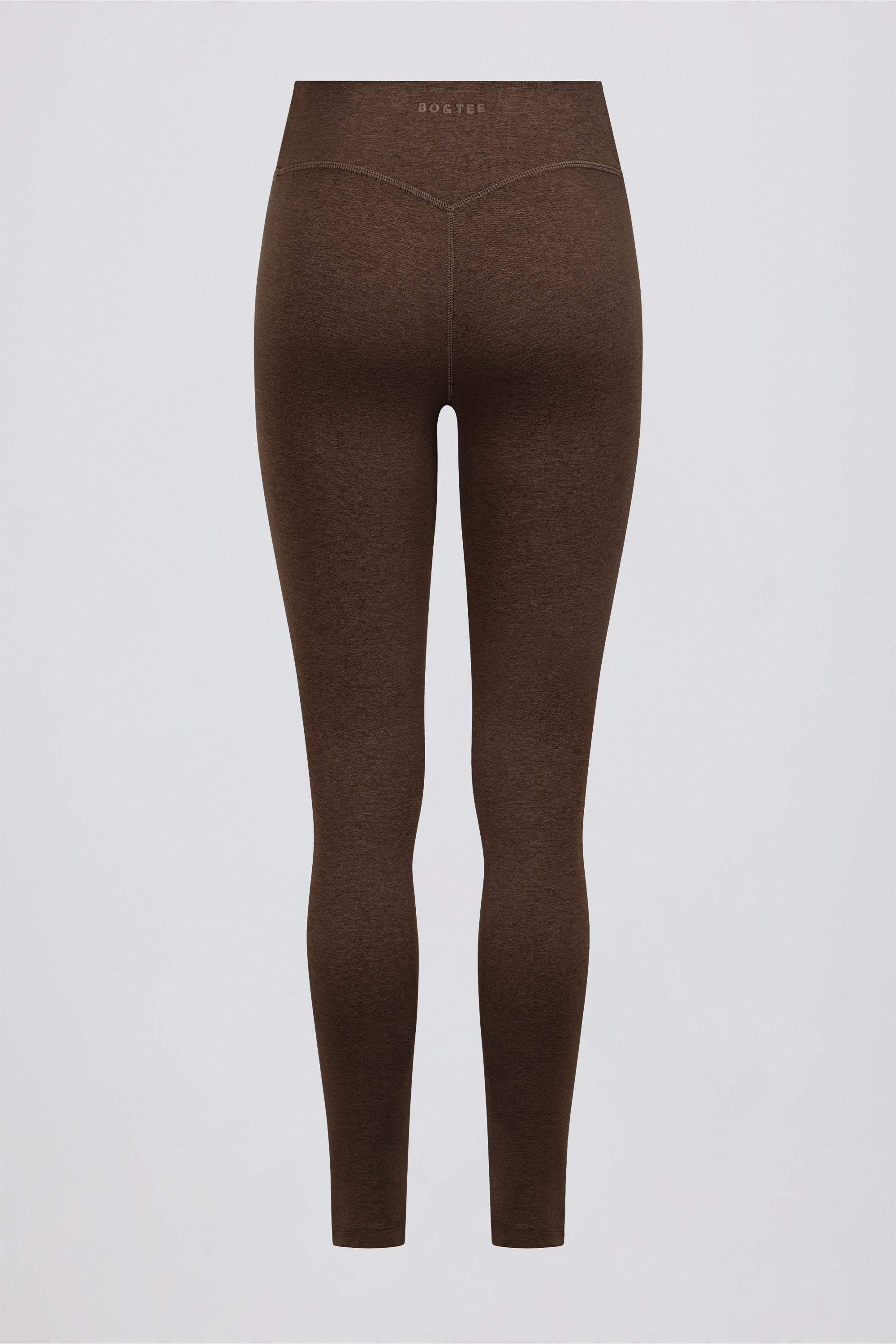 Brushed Jersey Ruched Mid-Rise Leggings in Pecan Marl