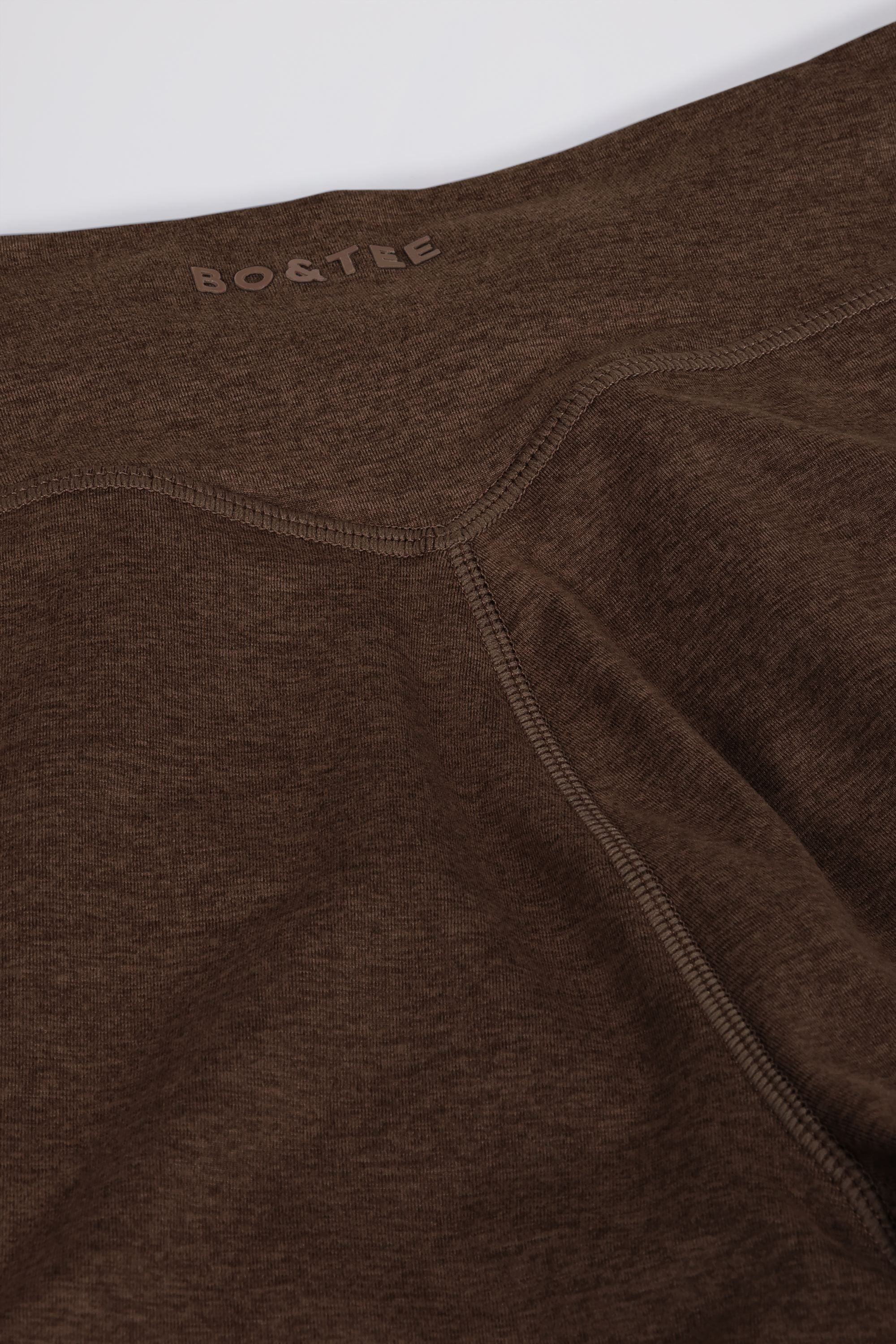 Brushed Jersey Ruched Mid-Rise Leggings in Pecan Marl