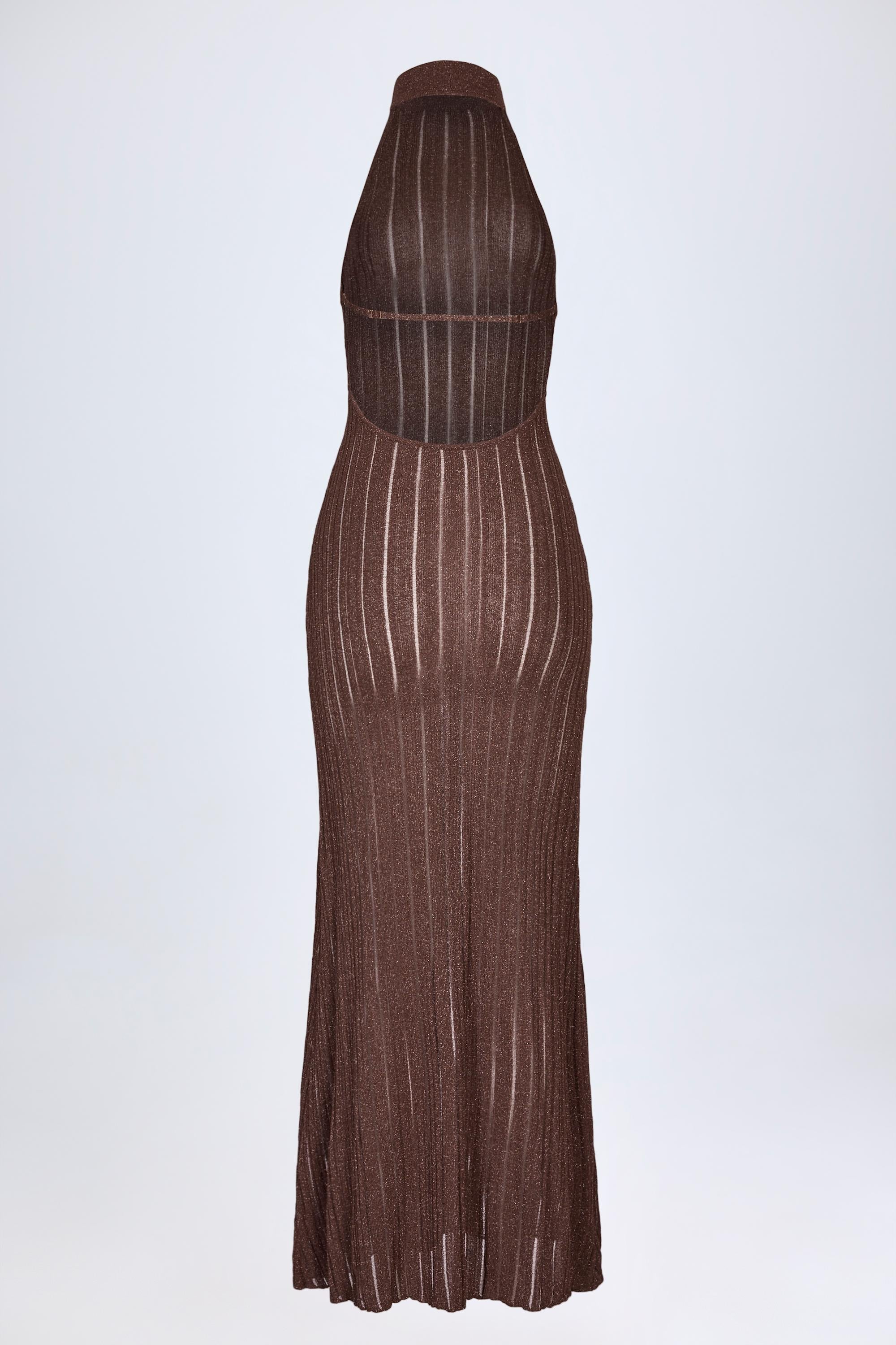 Backless Halterneck Maxi Dress in Bronze