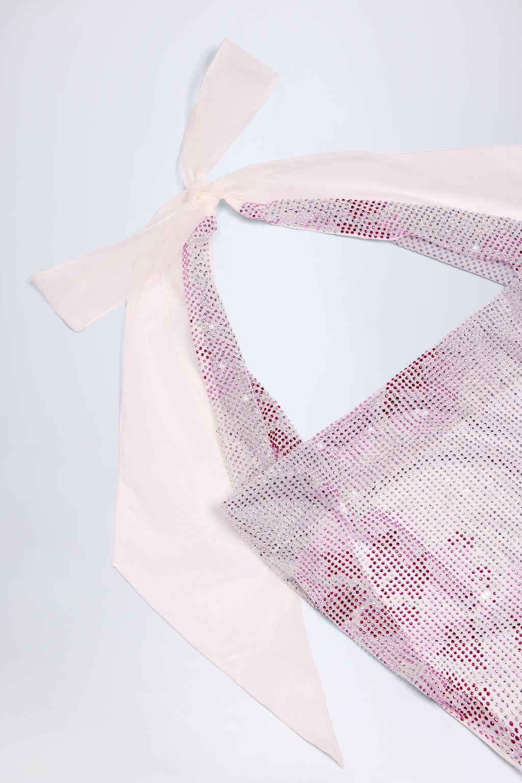 Embellished Cowl-Neck Maxi Dress in Pink White Hotfix