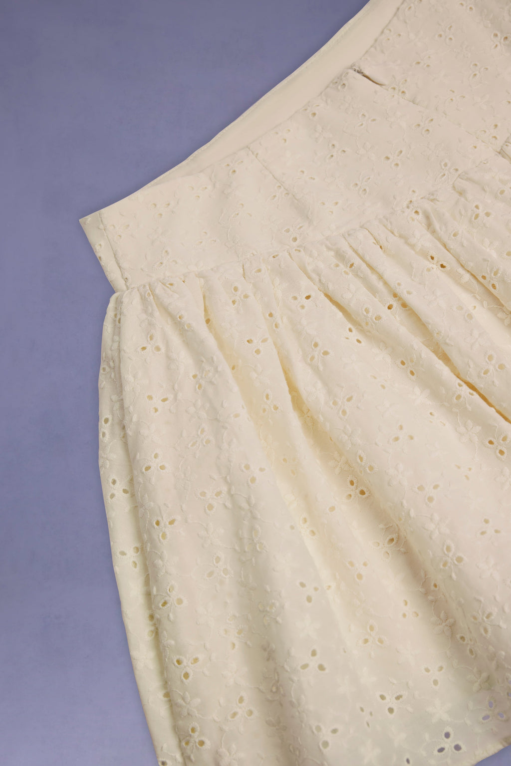 Bow-Detail Broderie Anglaise Mini Skirt in Ivory