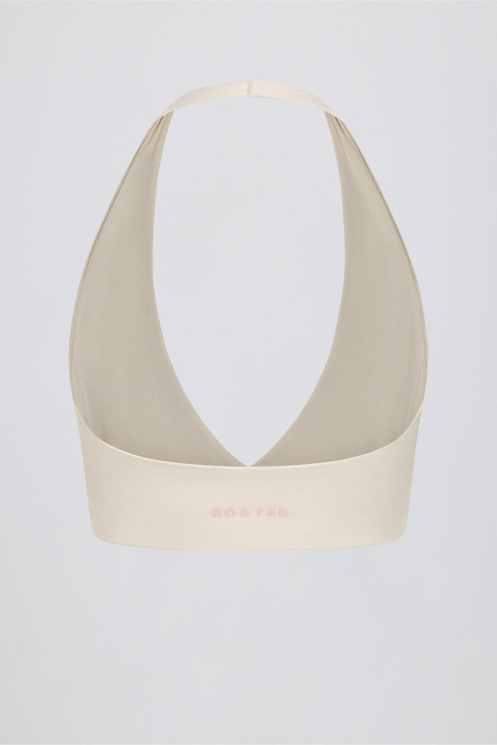 Brushed Jersey V-Neck Sports Bra in Ivory Marl