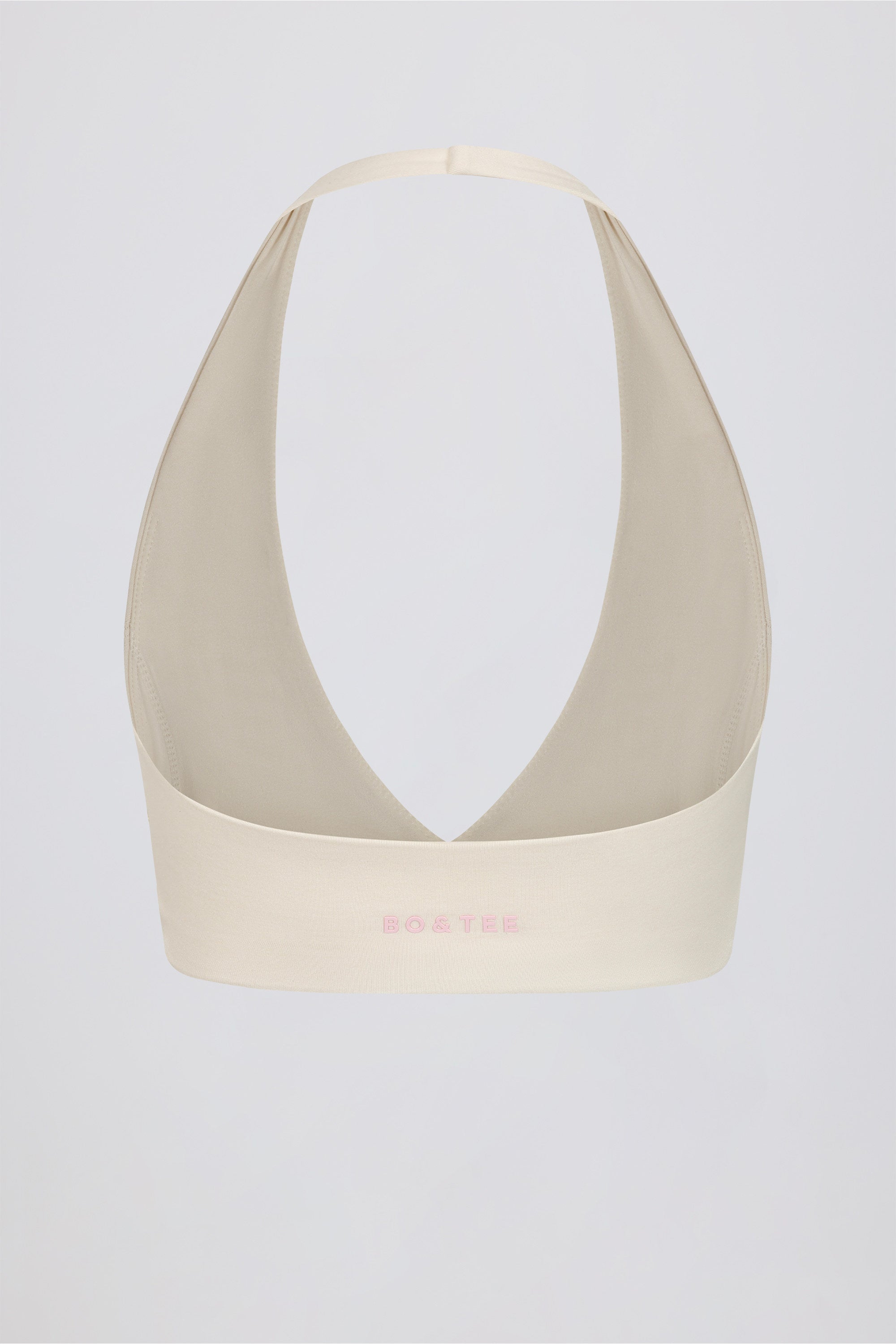 Brushed Jersey V-Neck Sports Bra in Ivory Marl