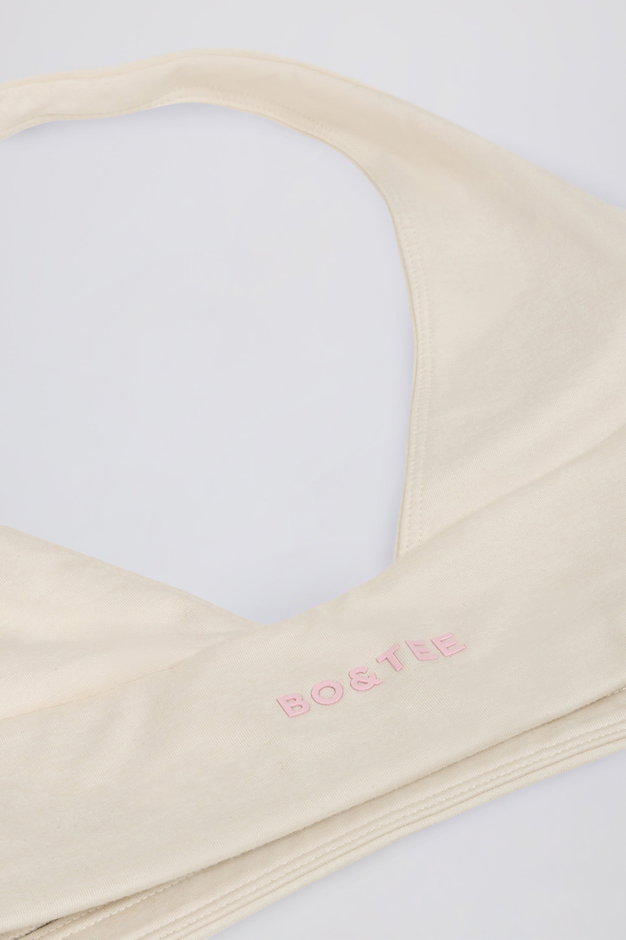 Brushed Jersey V-Neck Sports Bra in Ivory Marl
