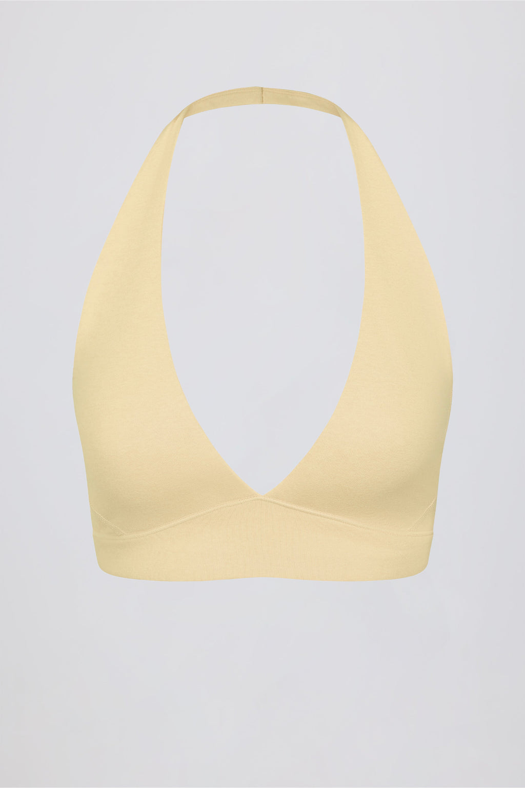 Brushed Jersey V-Neck Sports Bra in Lemon Marl