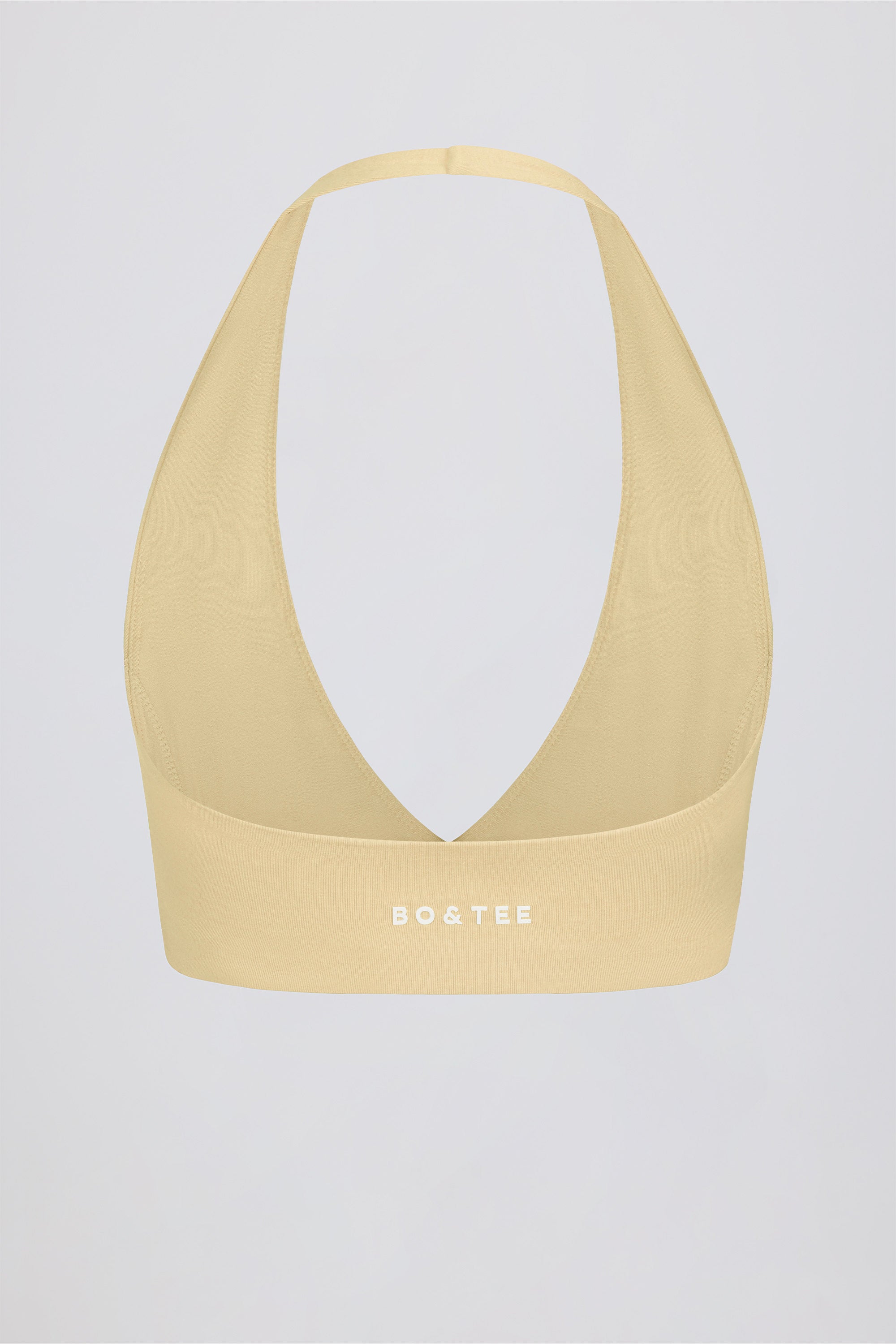 Brushed Jersey V-Neck Sports Bra in Lemon Marl