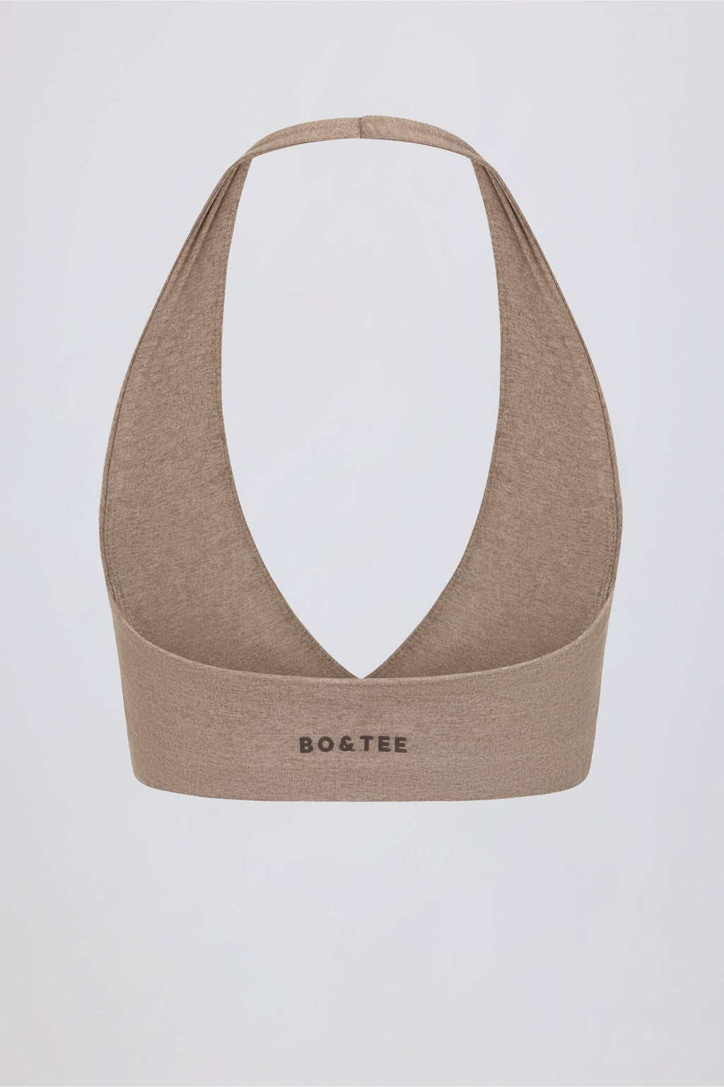 Brushed Jersey V-Neck Sports Bra in Mocha Marl