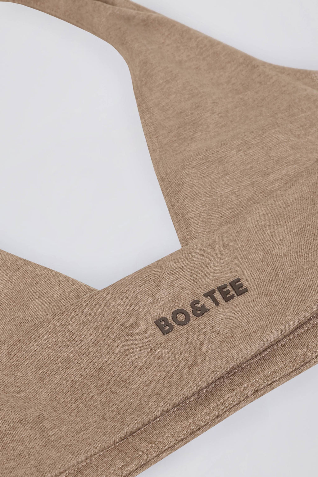 Brushed Jersey V-Neck Sports Bra in Mocha Marl