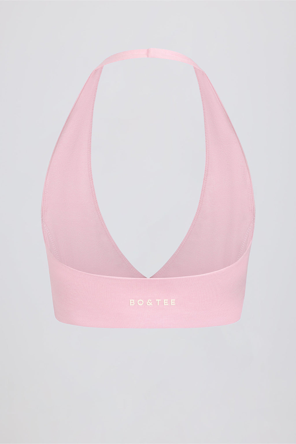 Brushed Jersey V-Neck Sports Bra in Pale Pink Marl