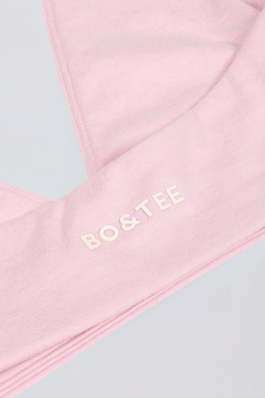 Brushed Jersey V-Neck Sports Bra in Pale Pink Marl