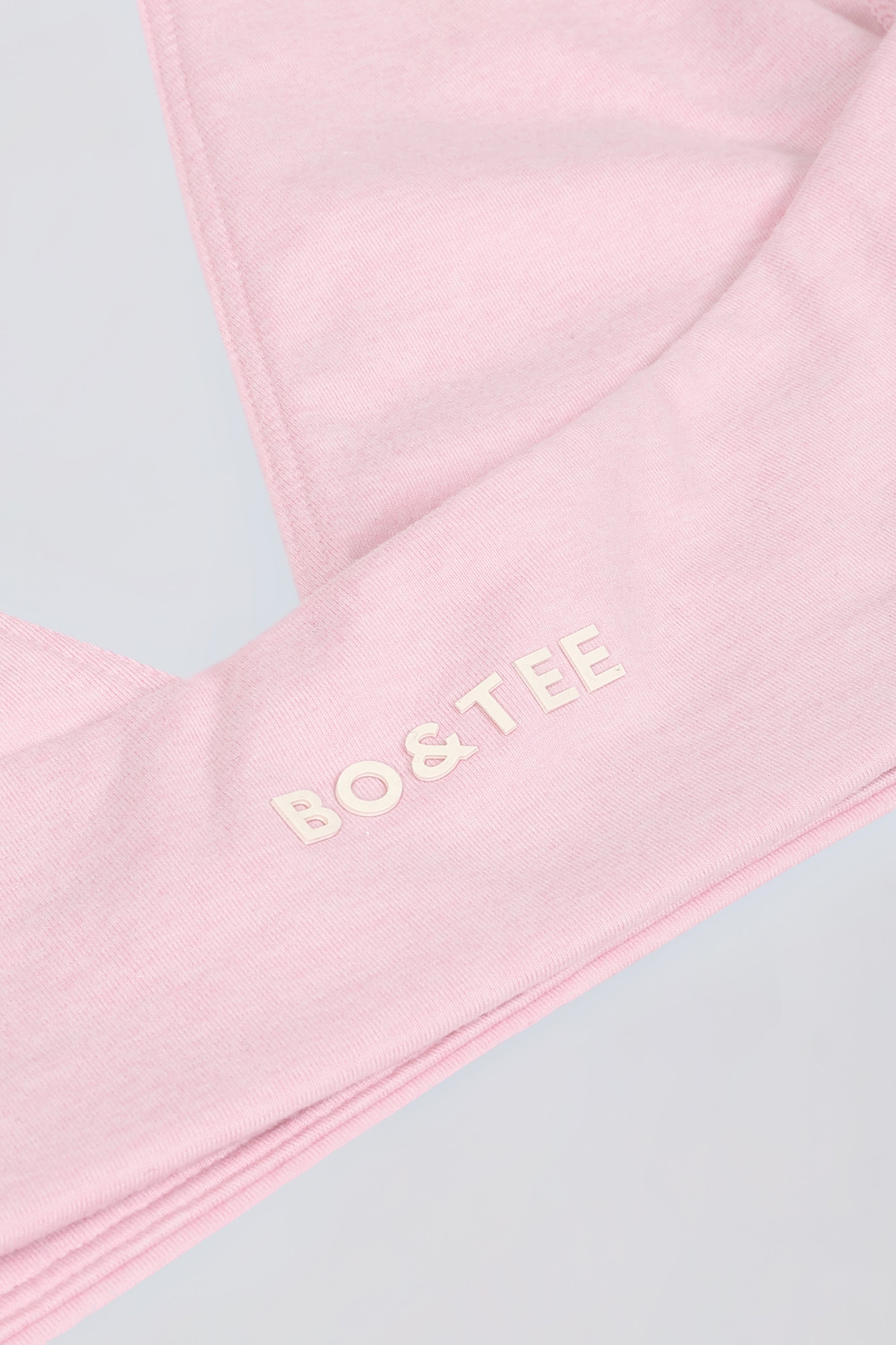 Brushed Jersey V-Neck Sports Bra in Pale Pink Marl